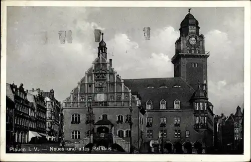 Ak Plauen im Vogtland, Neues und altes Rathaus