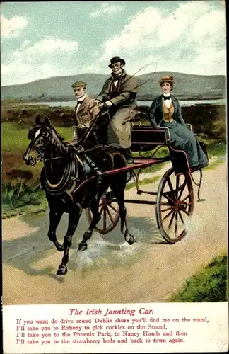 Ak The Irish Jaunting Car, If you want do drive round Dublin..., Kutsche, Pferde