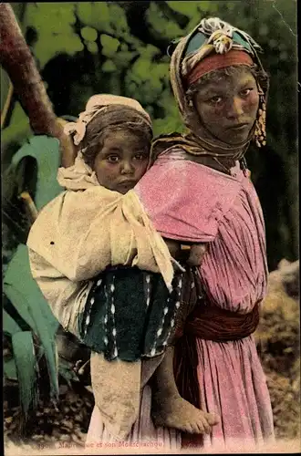 Ak Afrikanerin mit Kind, Portrait, Montchachou