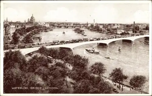 Ak London City England, Waterloo Bridge