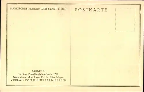 Ak Berlin Mitte, Märkisches Museum, Chinesin, Berliner Porzellan Manufaktur, Modell v. F. E. Meyer