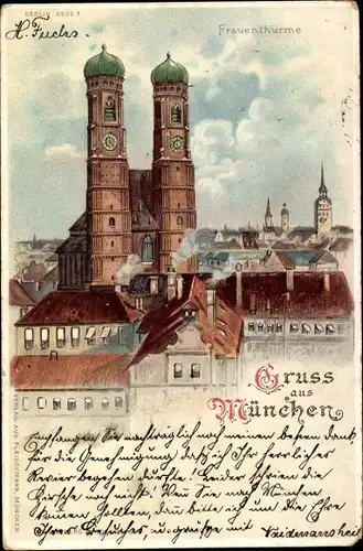 Litho München Bayern, Frauentürme
