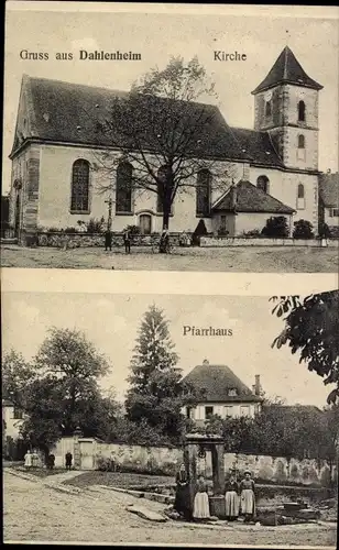 Ak Dahlenheim Elsass Bas Rhin, Kirche, Pfarrhaus