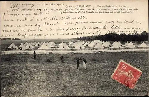 Ak Camp de Chalons Camp de Mourmelon Marne, Vue generale de la plaine