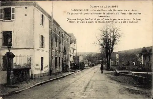 Ak Badonviller Lothringen Meurthe et Moselle, Grande Rue