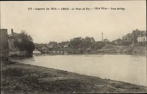 Ak Creil Oise, Le pont de Fer, Iron Bridge