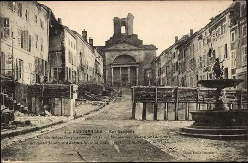 Ak Badonviller Badenweiler Meurthe et Moselle, Rue Gamberts, Trümmer