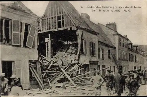 Ak Beauvais Oise, Rue de Gesures, Trümmer
