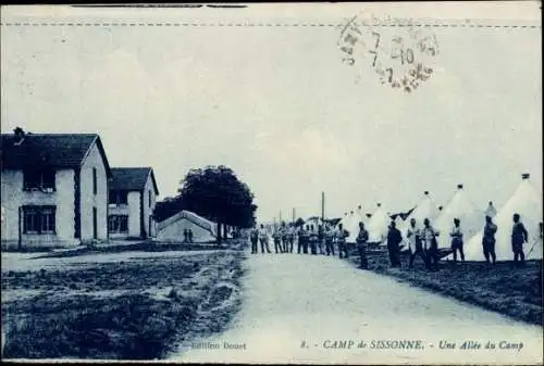 Ak Sissonne Aisne, Une Allee du Camp