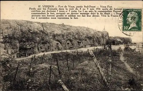 Ak Verdun Meuse, Fort de Vaux, partie Sud-Ouest