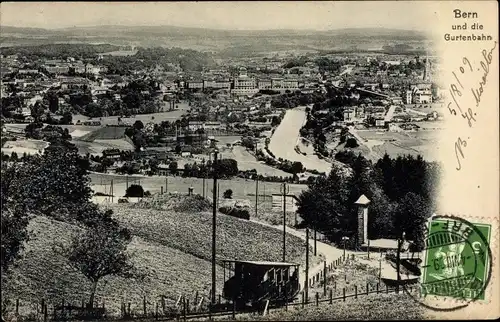 Ak Bern Stadt Schweiz, Bern und die Gurtenbahn