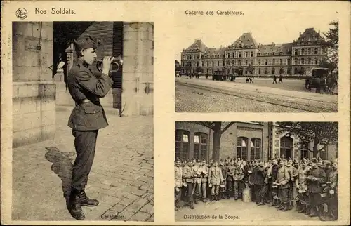 Ak Bruxelles Brüssel, Soldaten, Caserne des Carabiniers, Gruppenfoto