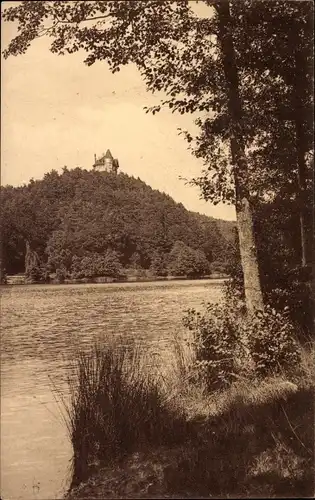 Ak Spa Wallonien Lüttich, Partie du Lac de Warfanz et chateau, Heid du Pouhon