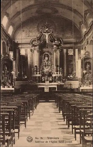 Ak Verviers Wallonien Lüttich, Interieur de l´Eglise Saint-Joseph, Altar, Kreuz