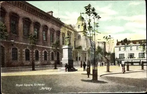 Ak St. Helier Kanalinsel Jersey, Royal Square, Denkmal