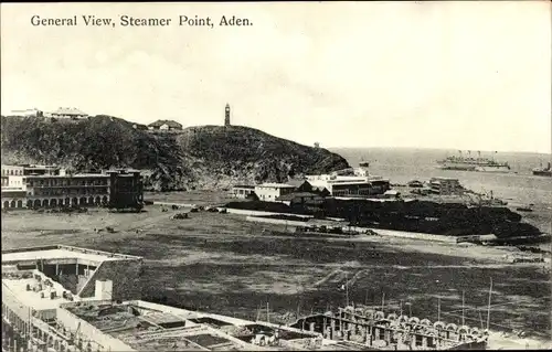 Ak Aden Jemen, General View, Steamer Point, Hafen, Schiffe, Turm