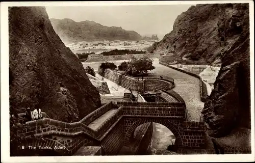 Ak Jemen, The principal Tank, Klärbecken, Treppen, Panorama