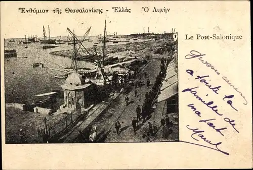 Ak Saloniki Thessaloniki Griechenland, Le Port, Hafenpartie, Schiffe