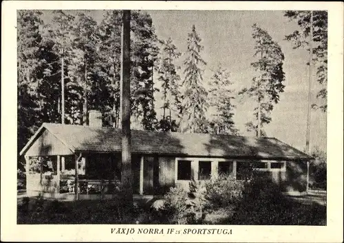 Ak Växjö Schweden, Vaxjö Norra, Sportstuga, Gebäude, Bäume