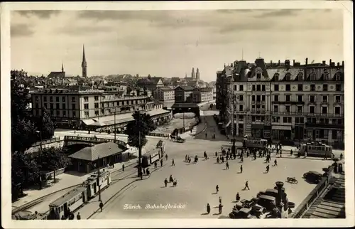 Ak Zürich Stadt Schweiz, Bahnhofsbrücke