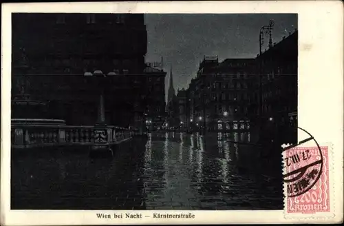 Ak Wien 1 Innere Stadt, bei Nacht, Kärntnerstraße