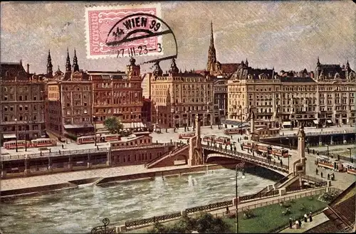 Ak Wien 1 Innere Altstadt, Franz Josefskai mit Ferdinandsbrücke