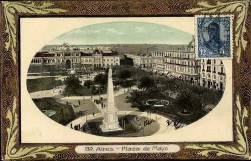 Passepartout Ak Buenos Aires Argentinien, Plaza de Mayo