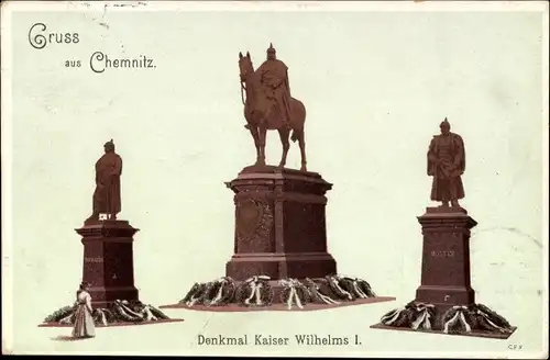 Ak Chemnitz in Sachsen, Denkmal Kaiser Wilhelm I.