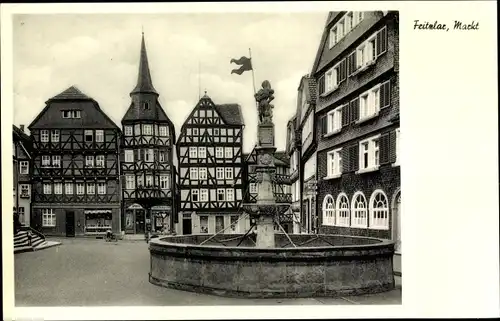 Ak Fritzlar in Hessen, Marktplatz, Rolandsbrunnen