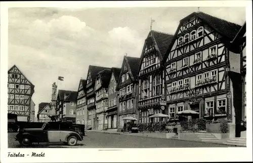 Ak Fritzlar in Hessen, Partie am Markt, Fachwerkhaus, Hotel Nägel
