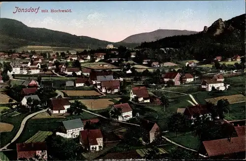 Ak Jonsdorf in Sachsen, Ortspanorama, Hochwald