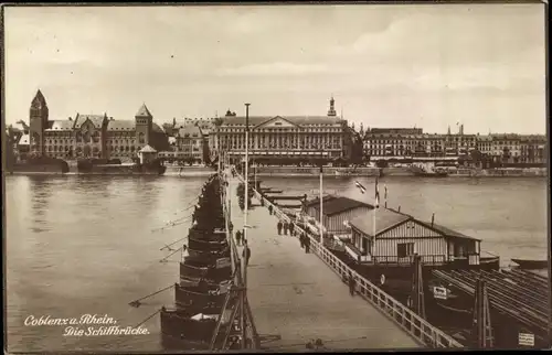 Ak Koblenz am Rhein, Schiffbrücke