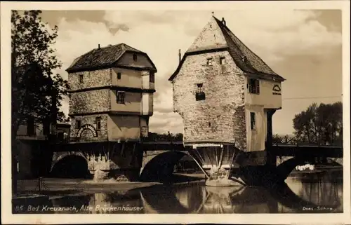 Foto Ak Bad Kreuznach in Rheinland Pfalz, alte Brückenhäuser