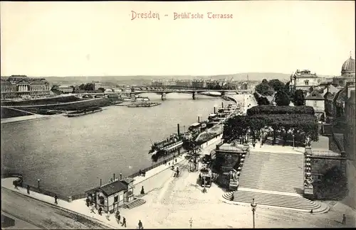 Ak Dresden Altstadt, Brühlsche Terrasse und Elbquai