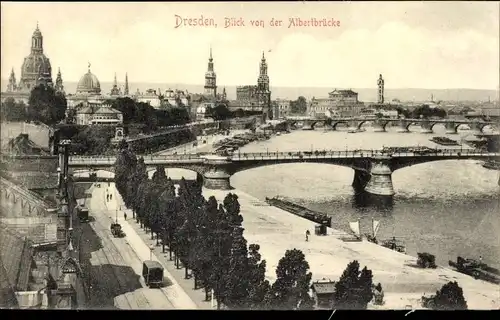 Ak Dresden Altstadt, Blick von der Albertbrücke