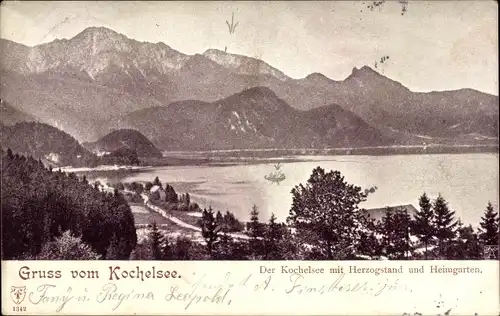Ak Kochel am See in Oberbayern, Herzogstand, Heimgarten, Kochelsee