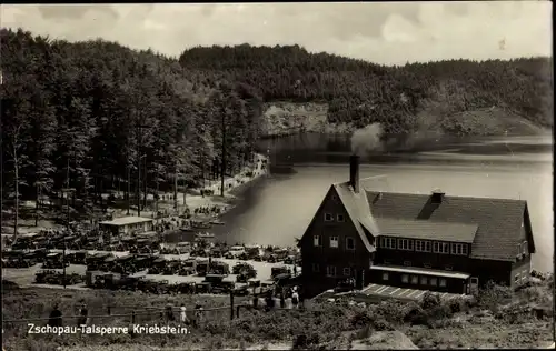 Ak Kriebstein Mittelsachsen, Blick auf die Gaststätte Talsperre, Zschopau Talsperre