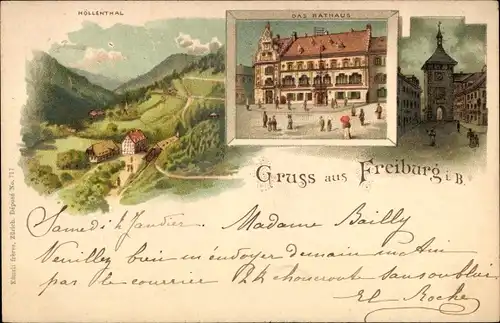 Litho Freiburg im Breisgau, Höllenthal, Rathaus