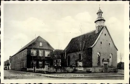 Ak Haßloch Hassloch in der Pfalz, Gillergasse, evang. Kirche, Schule