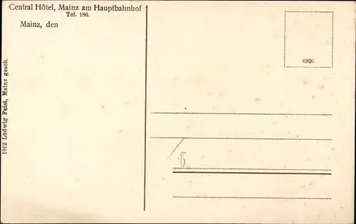 Ak Mainz am Rhein, Central Hotel, Salondampfer