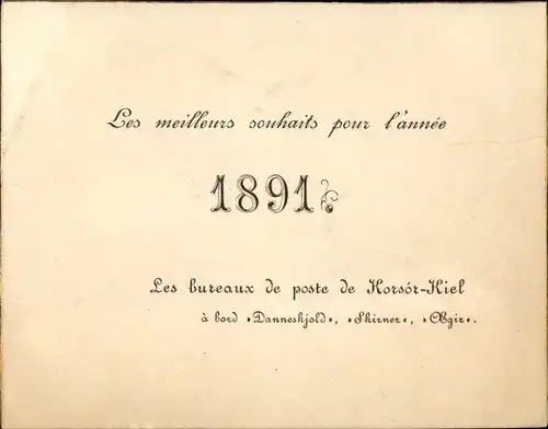 Postamt Neujahrsgrüße - vom den Beamten Postamt Korsika - Kiel , Frankreich 1891