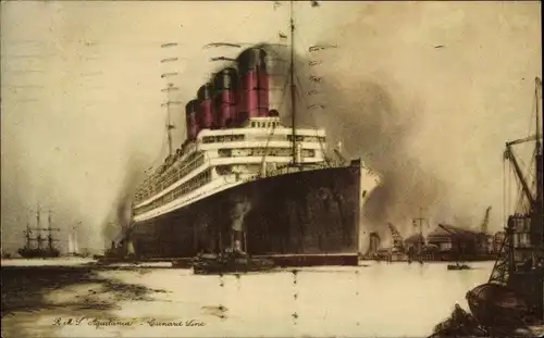 Ak Dampfer RMS Aquitania, Cunard Line