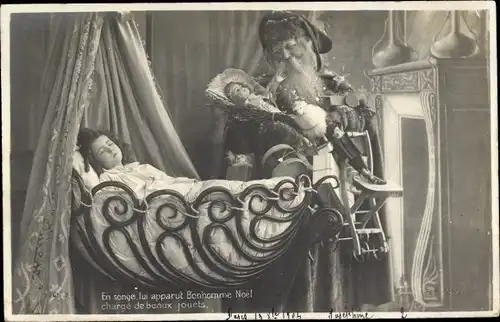 Ak Glückwunsch Weihnachten, schlafendes Mädchen, Puppen