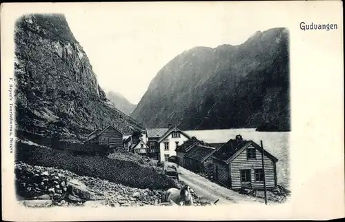 Ak Gudvangen Norwegen, Dorfansicht