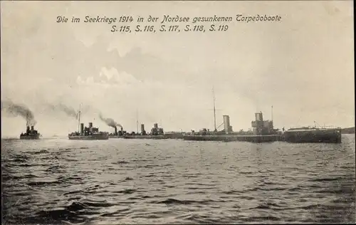 Ak Deutsche Kriegsschiffe, Torpedoboote S 115 116 117 118 119, Kaiserliche Marine
