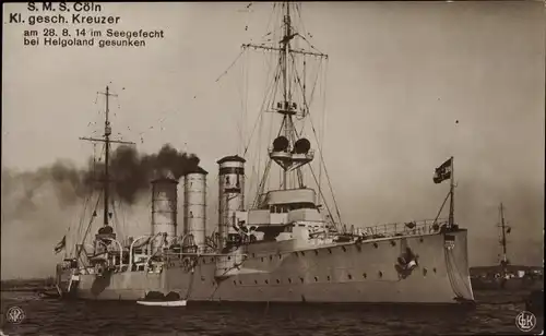 Ak Deutsches Kriegsschiff, SMS Cöln, kleiner geschützter Kreuzer, Kaiserliche Marine