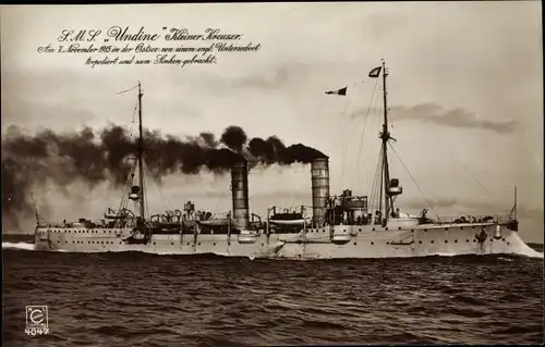Ak Deutsches Kriegsschiff, SMS Undine, Kleiner Kreuzer, Kaiserliche Marine