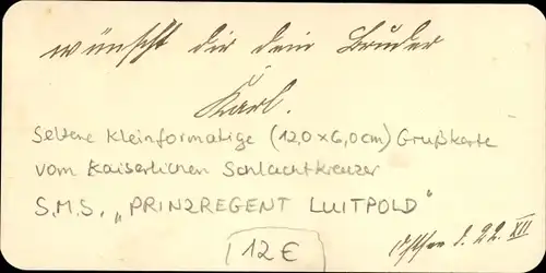 Ak Deutsches Kriegsschiff SMS Prinzregent Luitpold, Frohe Weihnachten