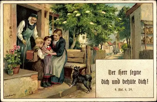 Künstler Ak Schmauk, C., Der Herr segne dich und behüte dich, 4. Mat. 6, 24