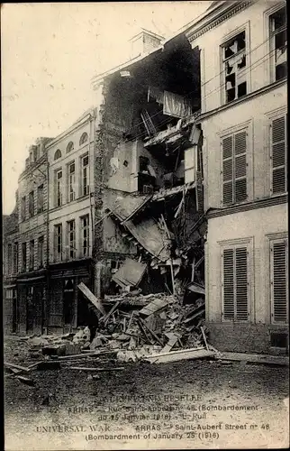 Ak Arras Pas de Calais, Bombardement, Rue Saint Aubert , Trümmer